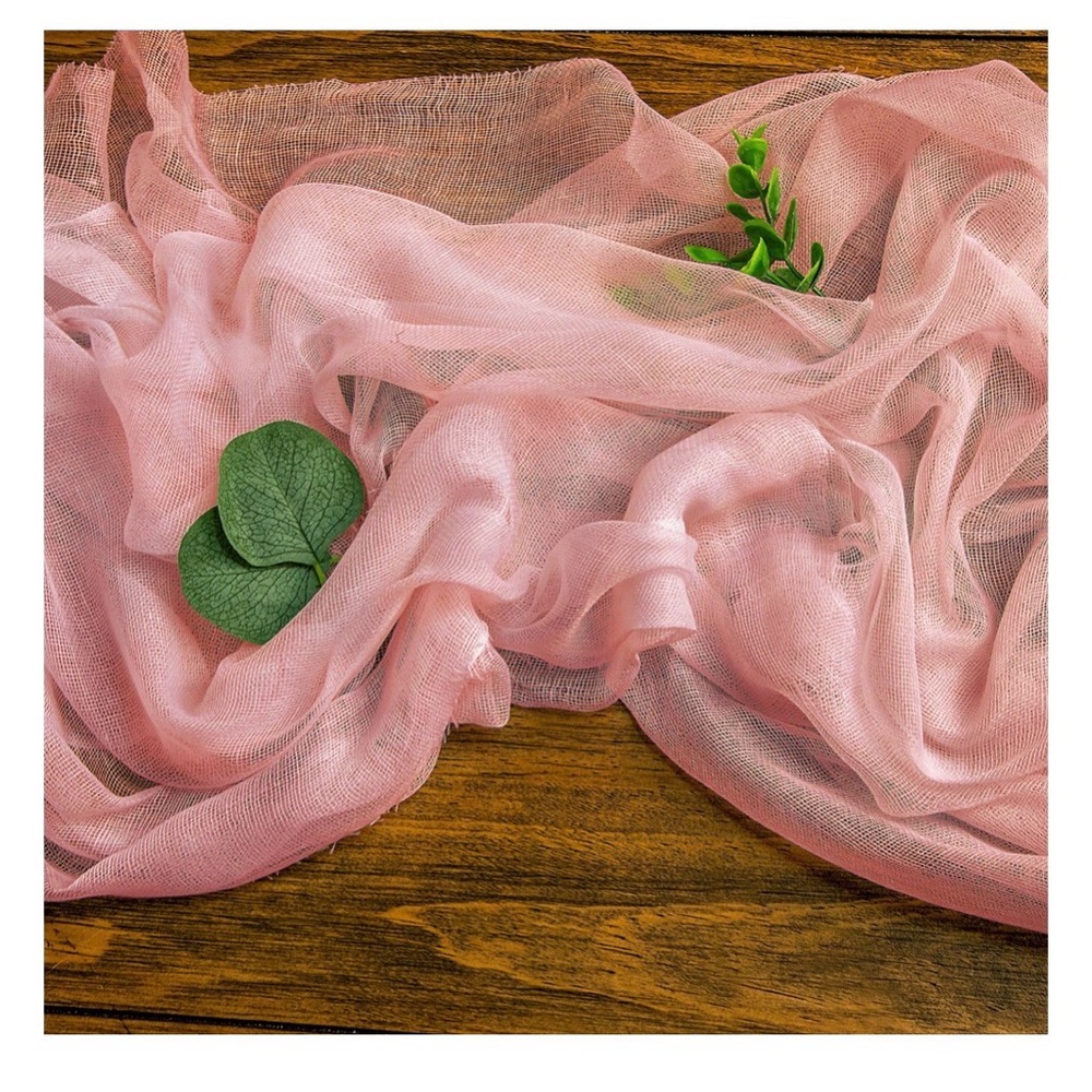 7 Cheesecloth Table Runner 25” x 16ft - Blush / Rose Gold